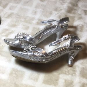 Silver, Sparkly sandal heels, Size 10
